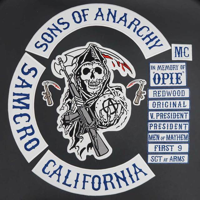 Original Sons Of Anarchy Embroidered MC iron on sewing Patches Rider Biker Blue