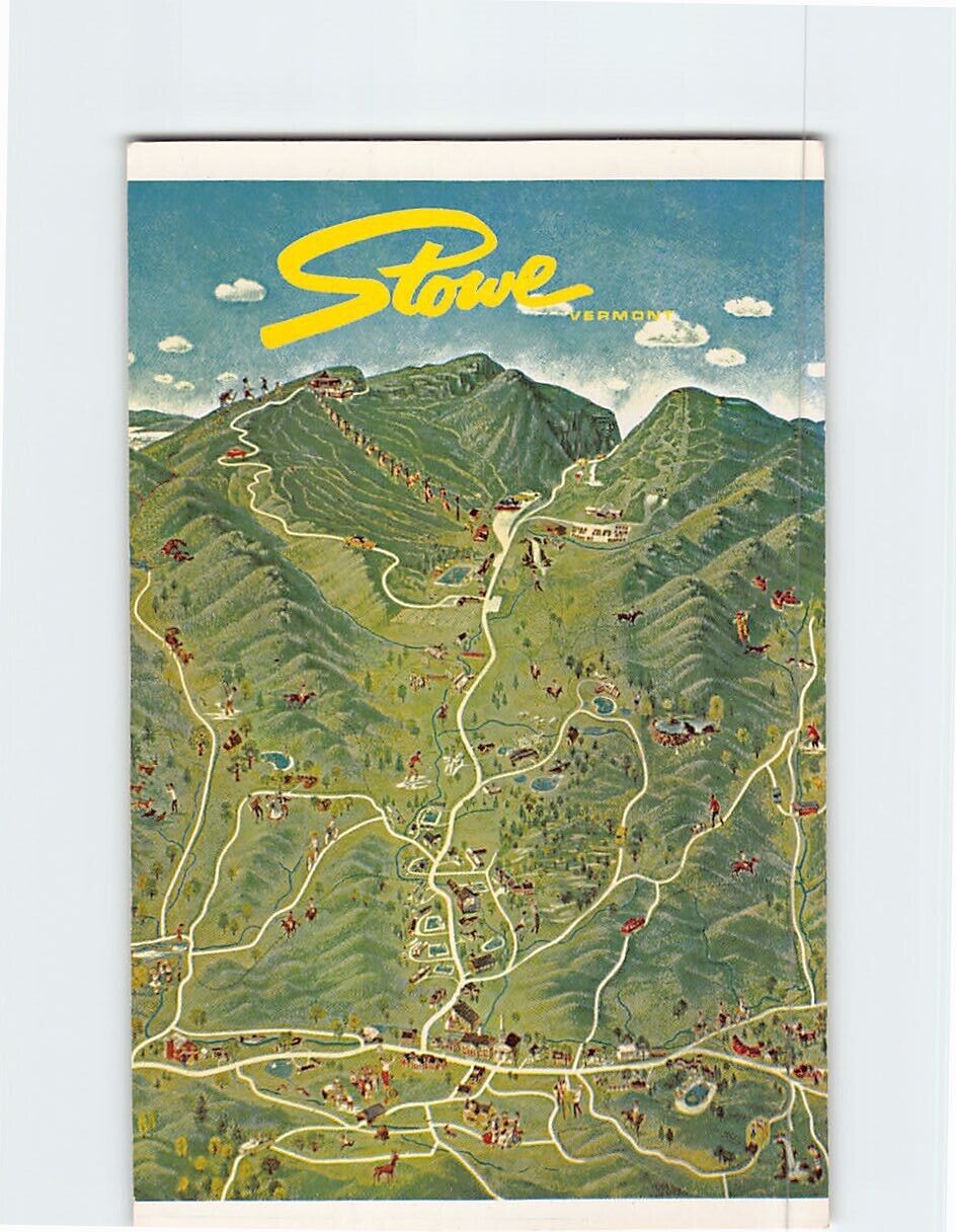 Postcard Map of Stowe Vermont USA