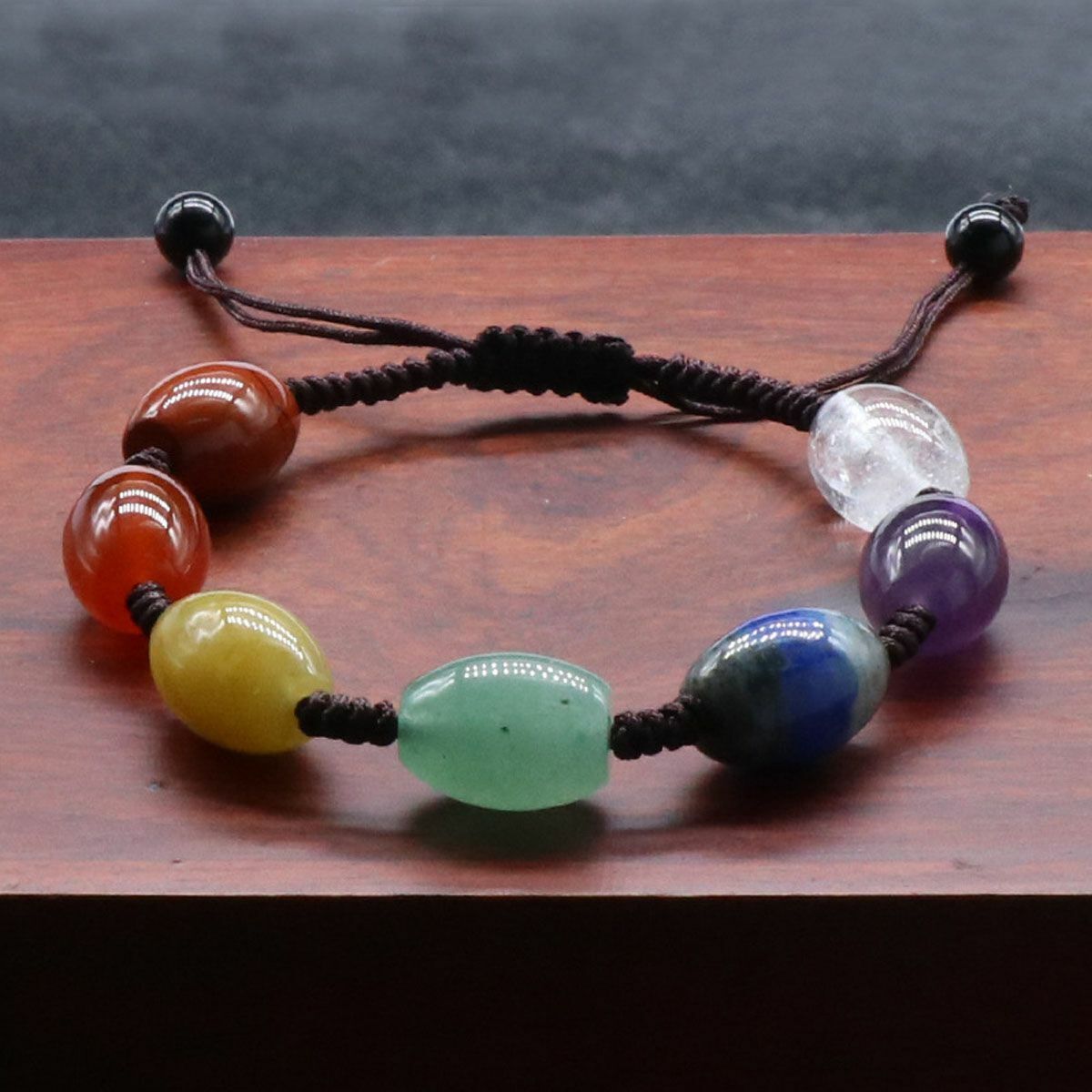 7 Chakra Natural Stone Yoga Bracelet Reiki Healing Crystal Gemstone Braided Rope