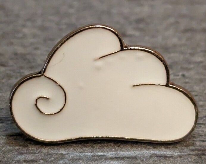 Cartoon/Illustrated Gold-Tone White Cloud Enamel Lapel Pin