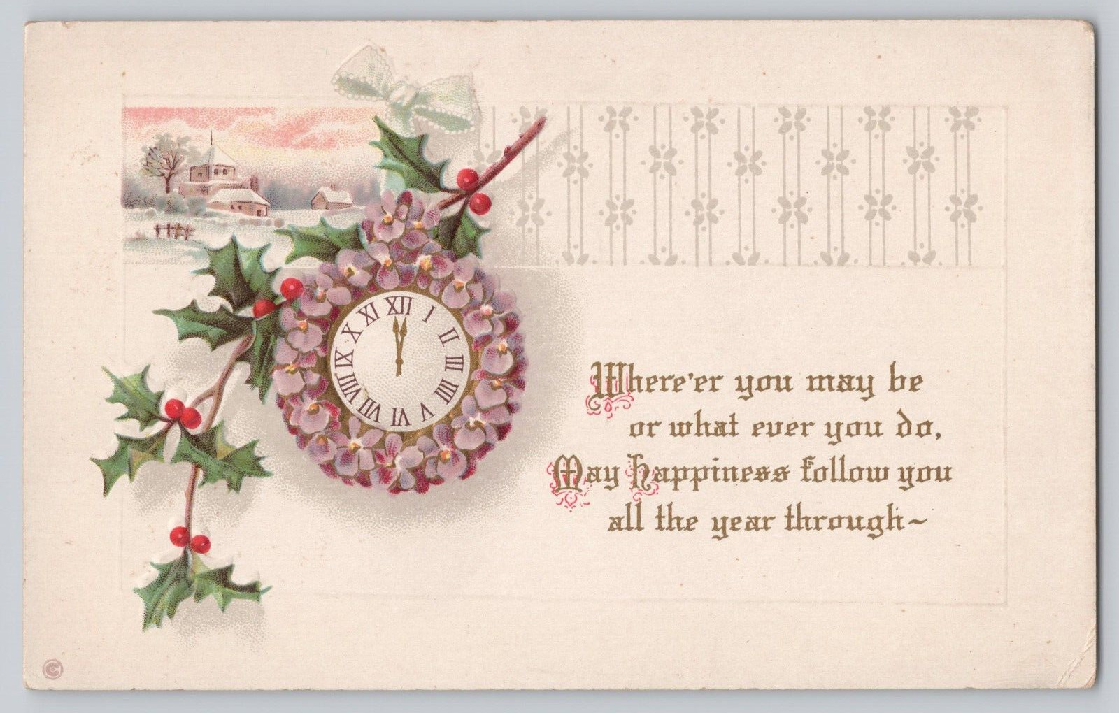 Postcard Happy New Year Embossed c 1916