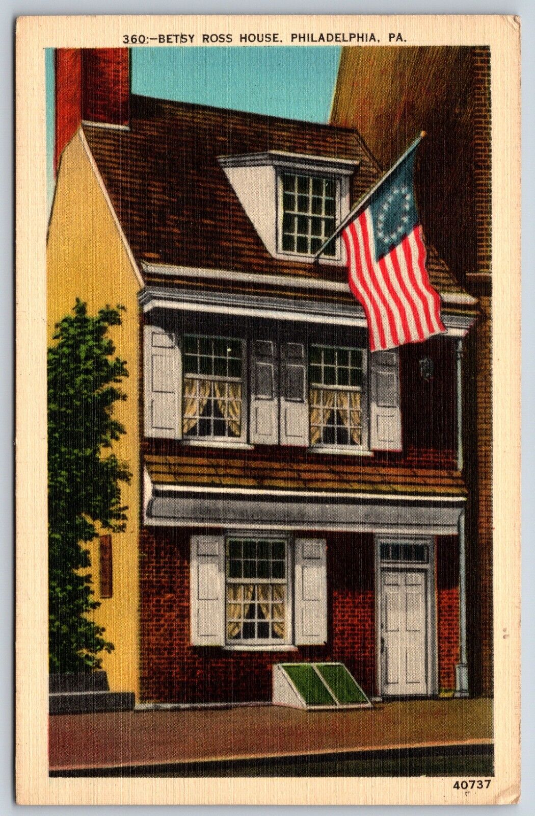 Postcard Betsy Ross House, Philadelphia Pennsylvania Posted 1944