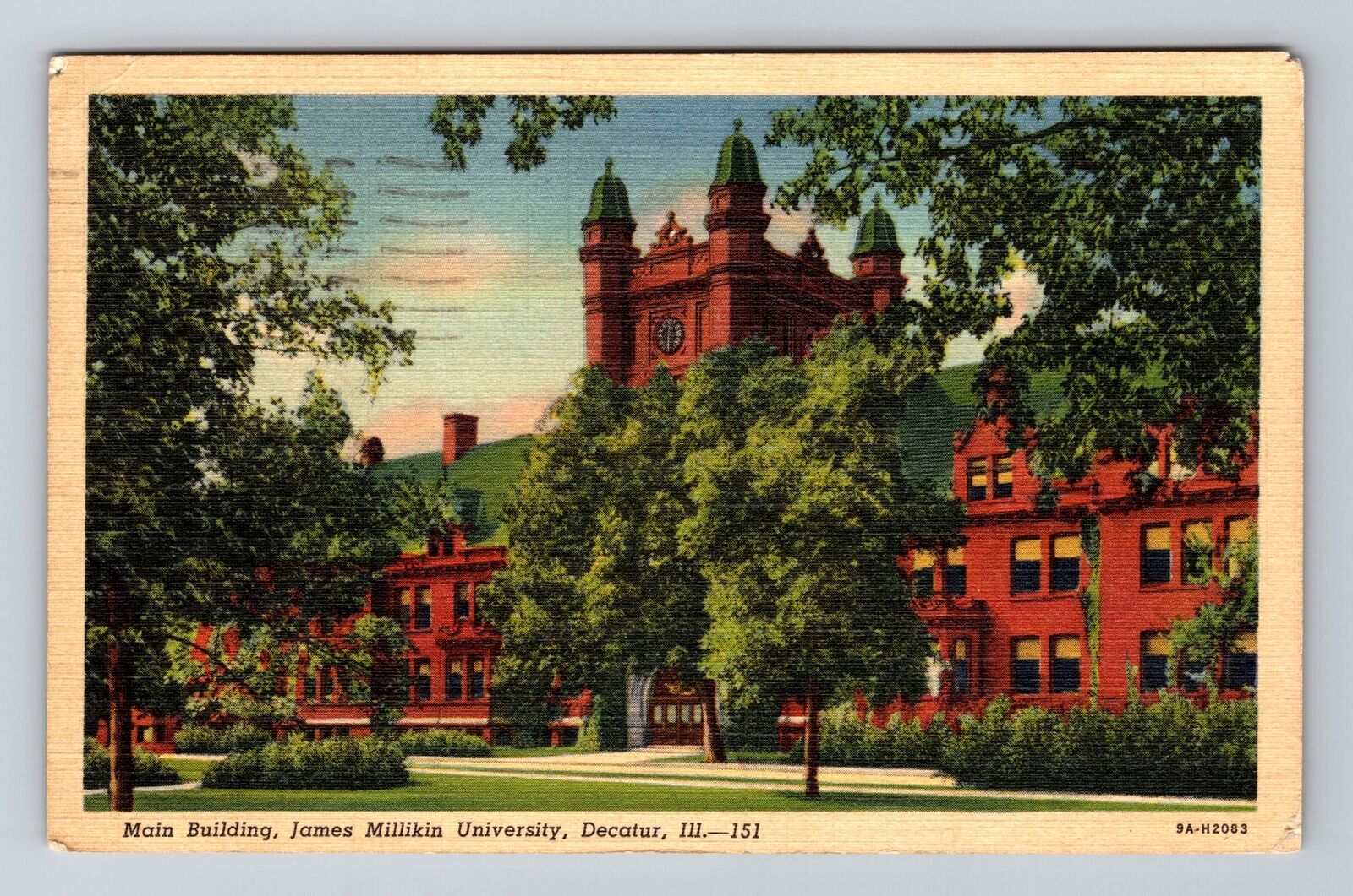 Decatur IL-Illinois Main Building James Millikin University Vintage Postcard