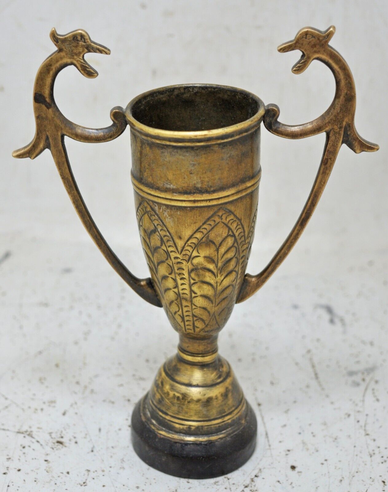 Vintage Brass Prize Trophy Cup Original Old Hand Crafted Engraved