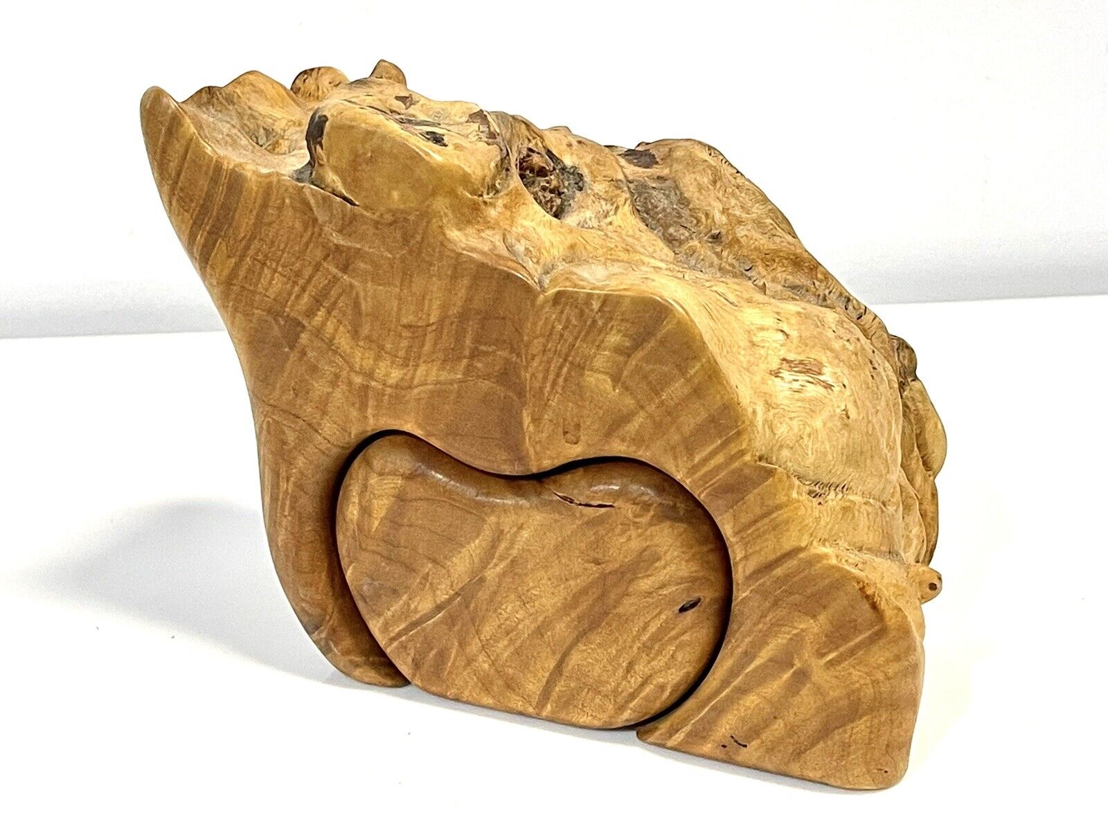 Vintage Fred & Marilyn Buss Maple Burl Wood Puzzle Box