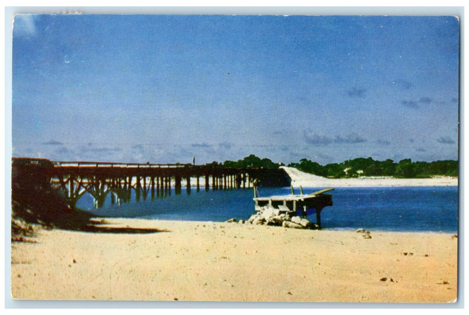 c1960's Ye Olde Swimming Hole Showing Bridge Peale Wake Island Postcard