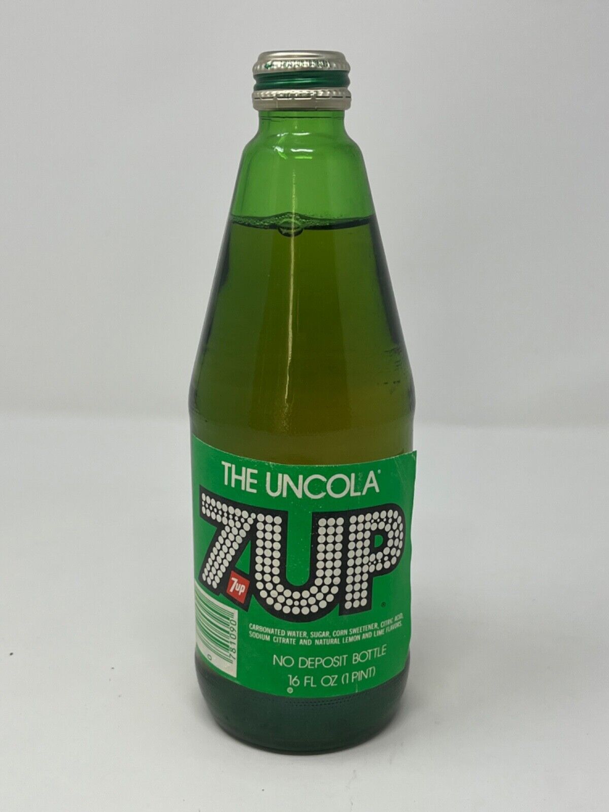 Unopened Vintage Soda 10 oz. Bottle 1973 7-UP Green Glass FULL
