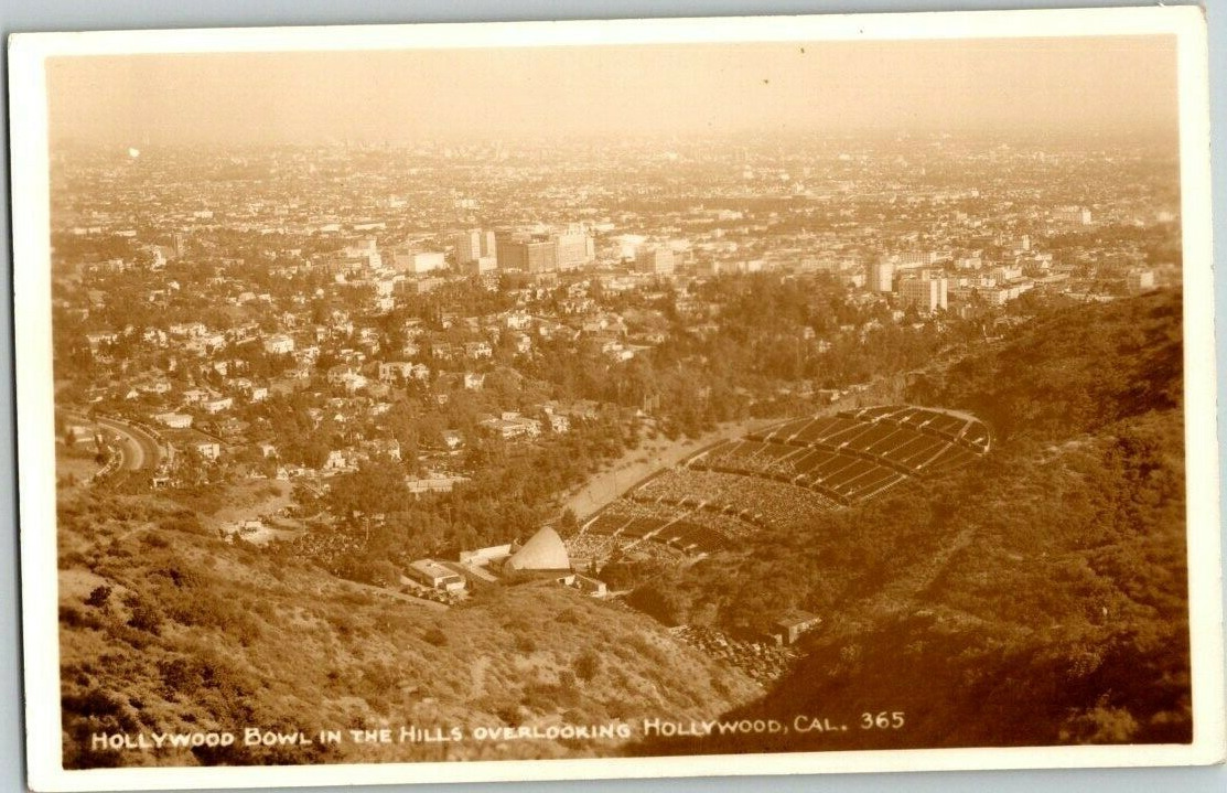 RPPC Hollywood Bowl the Hills Overlooking Hollywood CA ca. 1925 A662