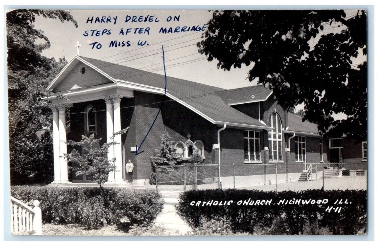 1946 Catholic Church Harry Drexel Highwood Illinois IL RPPC Photo Postcard