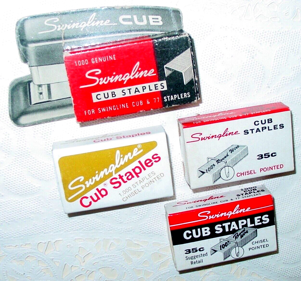 Vintage Swingline CUB Staples Lot 4 Boxes Parts Supply L.I.C. N.Y. USA NOS