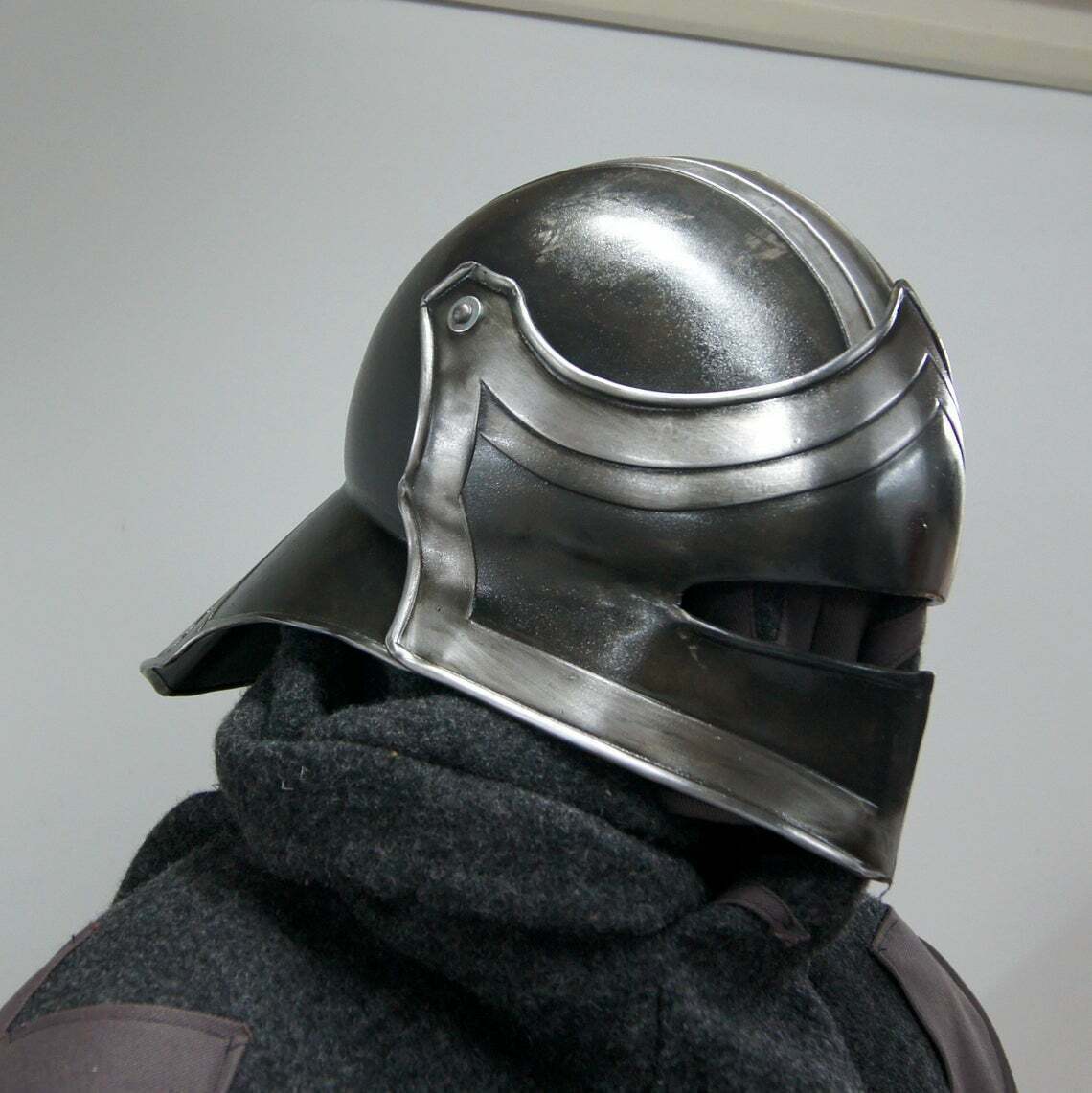 Blackened 18 Gauge Steel Medieval Darkknight Sallet Helmet