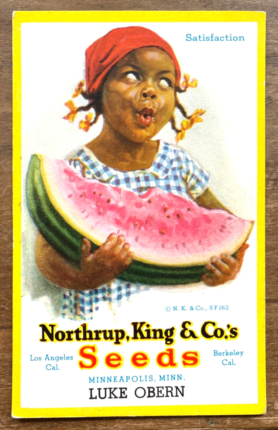 Vintage ink blotter Northrup King & Co. Seeds Advertising Card Girl & watermelon