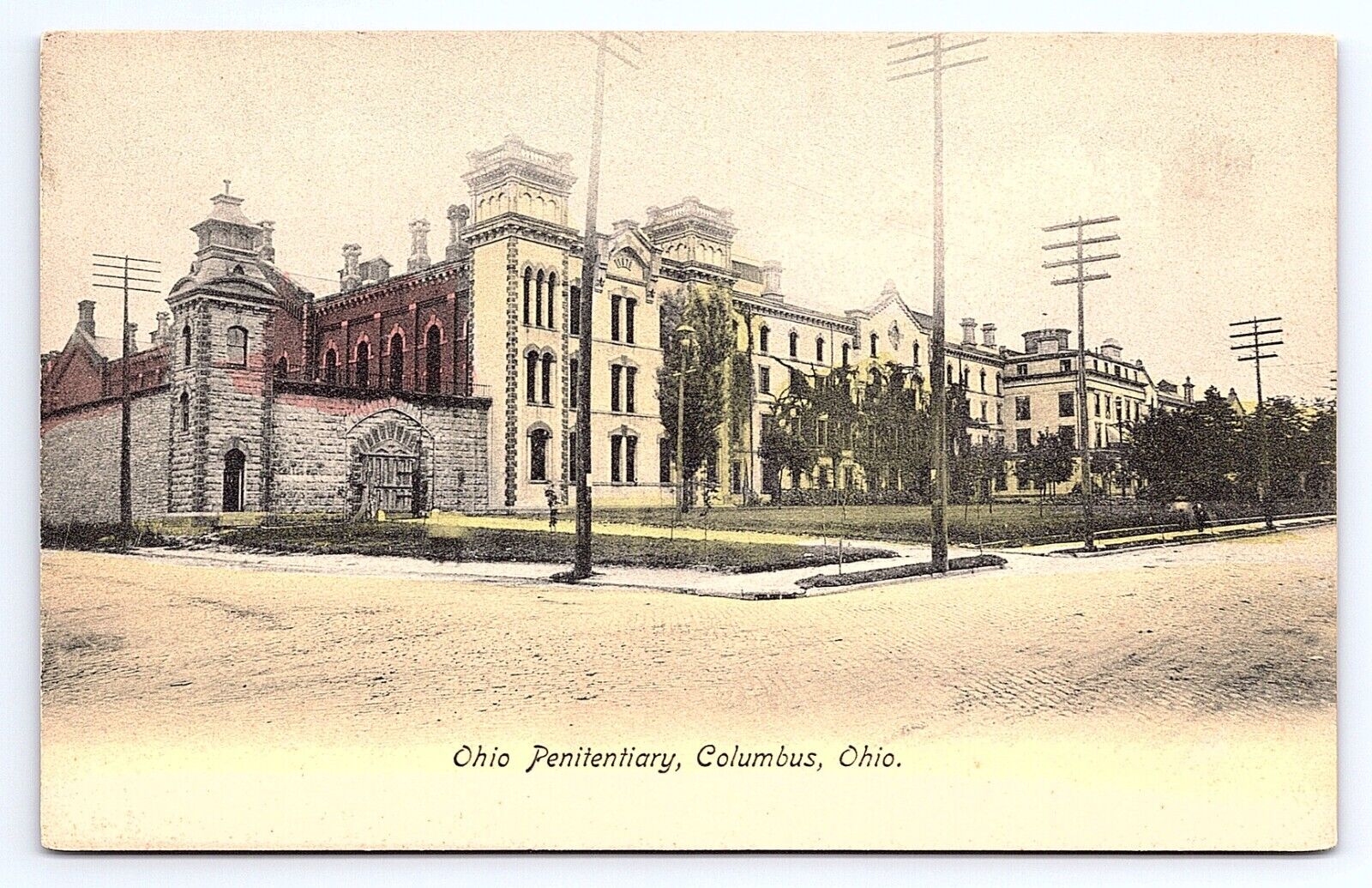 Postcard Ohio Penitentiary Columbus Ohio OH Hand Colored