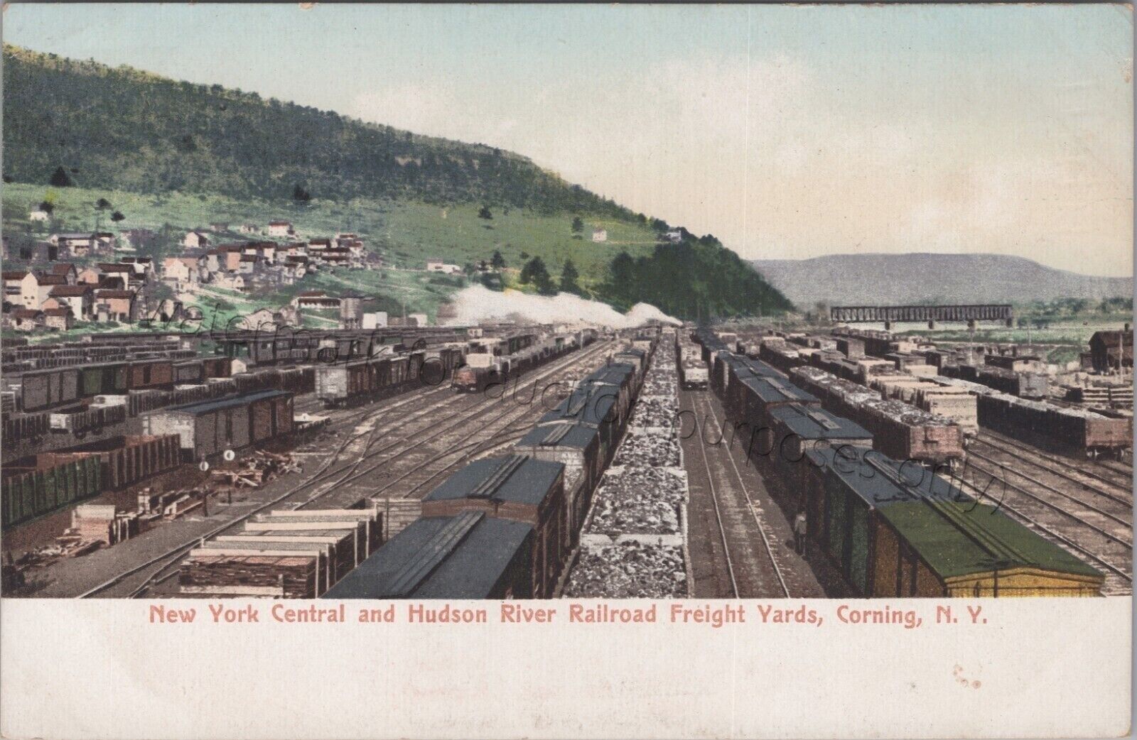 Corning, NY: Central and Hudson River Railroad Freight Yards, New York Postcard