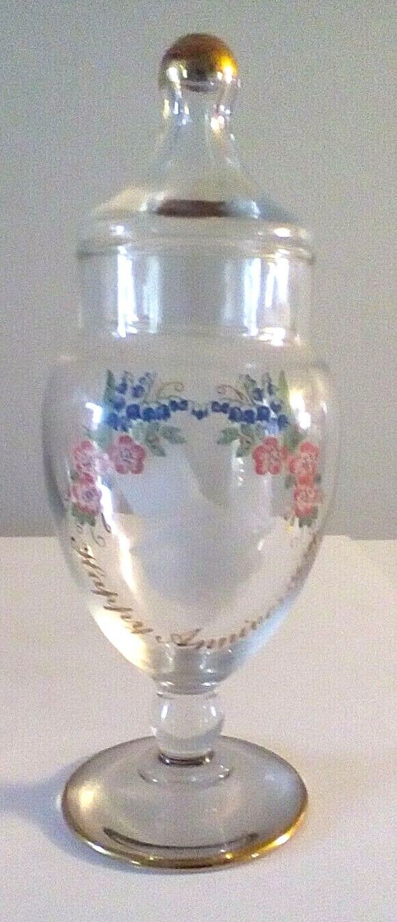 Vintage Viking USA Clear Glass Floral Footed Apothecary Candy Anniversary Jar 