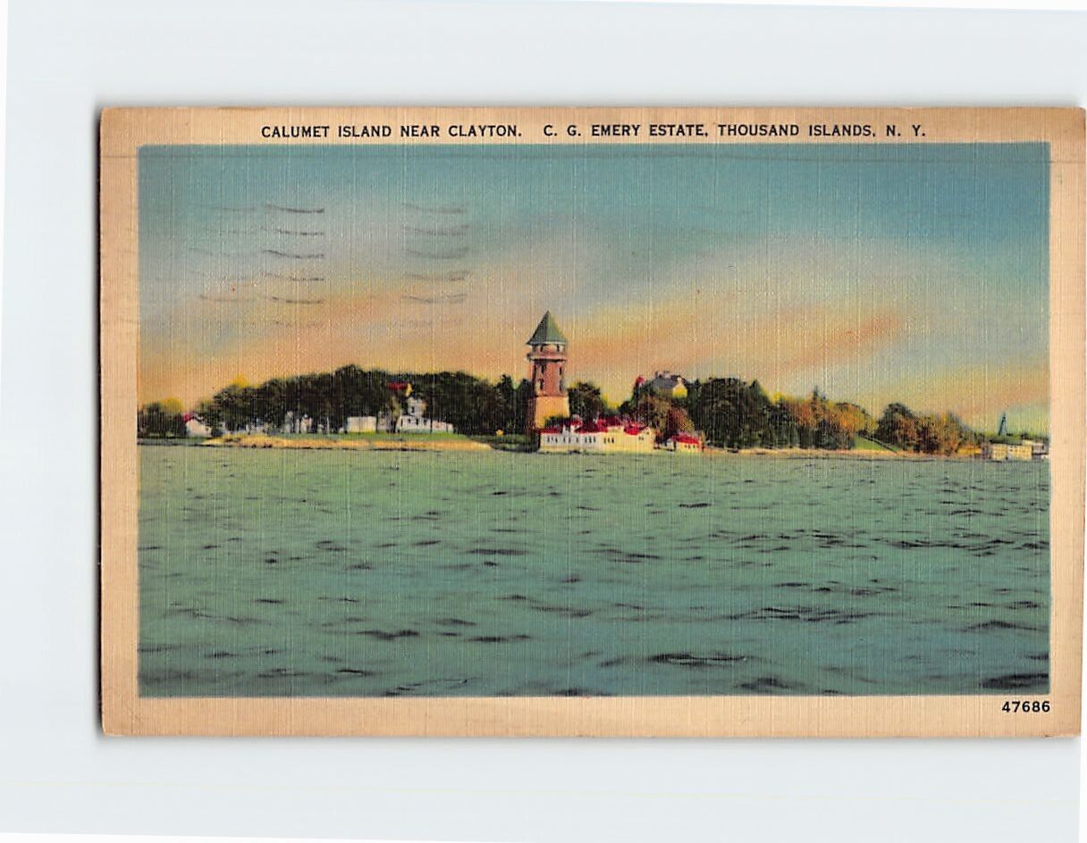 Postcard Calumet Island near Clayton CG Emery State Thousand Islands New York