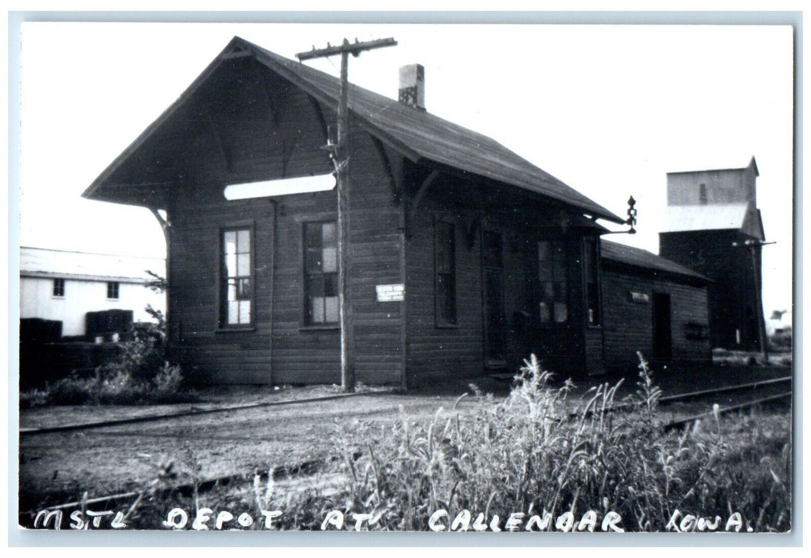 c1960 MSTL Depot Callendar Iowa Vintage Train Depot Station RPPC Photo Postcard