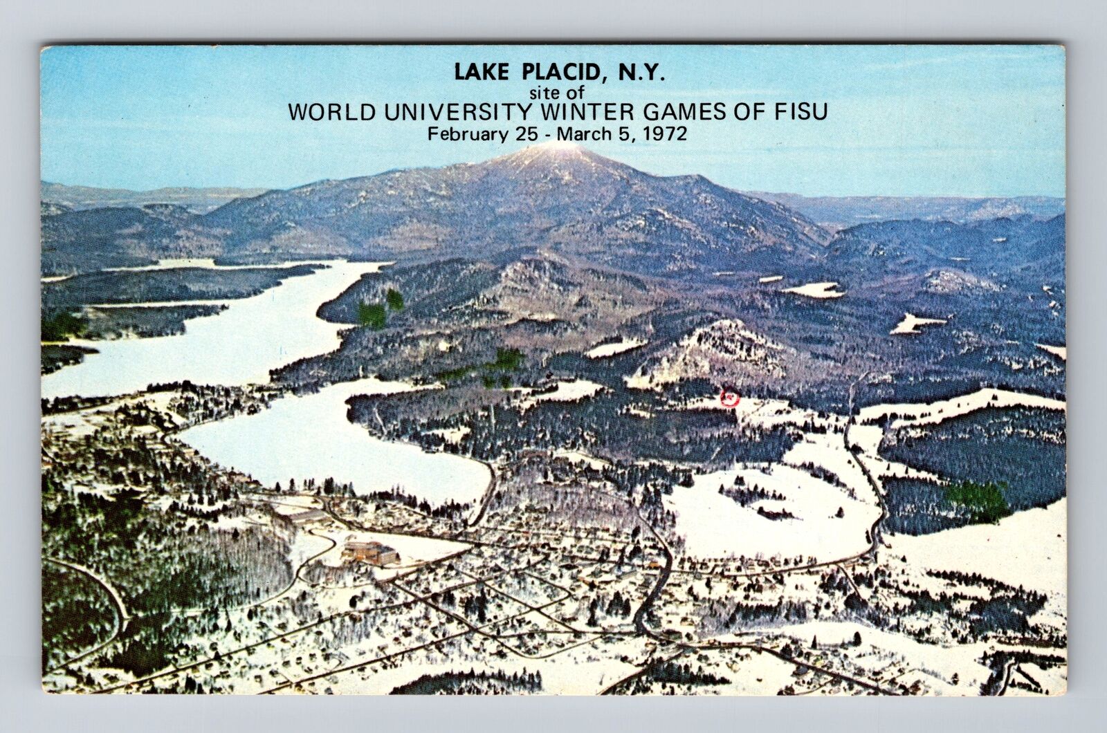 Lake Placid NY-New York, Site of World University Winter Games Vintage Postcard