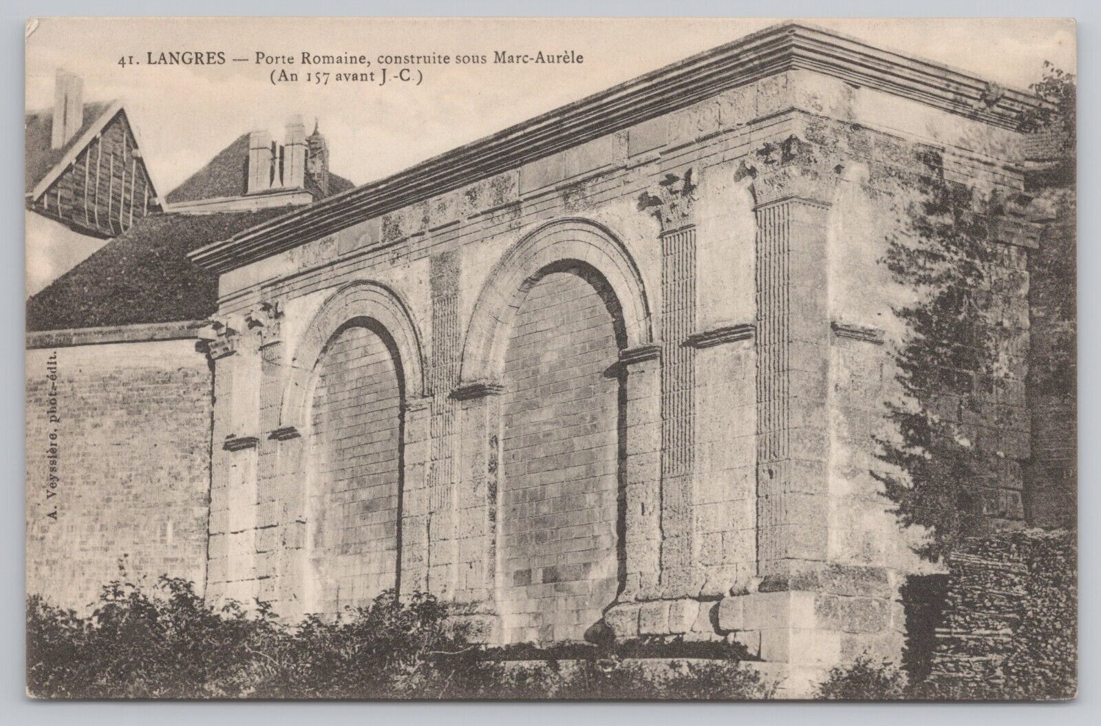 Langres France Roman Gate Marc Aurele Historical Landmark 1900s Vintage Postcard