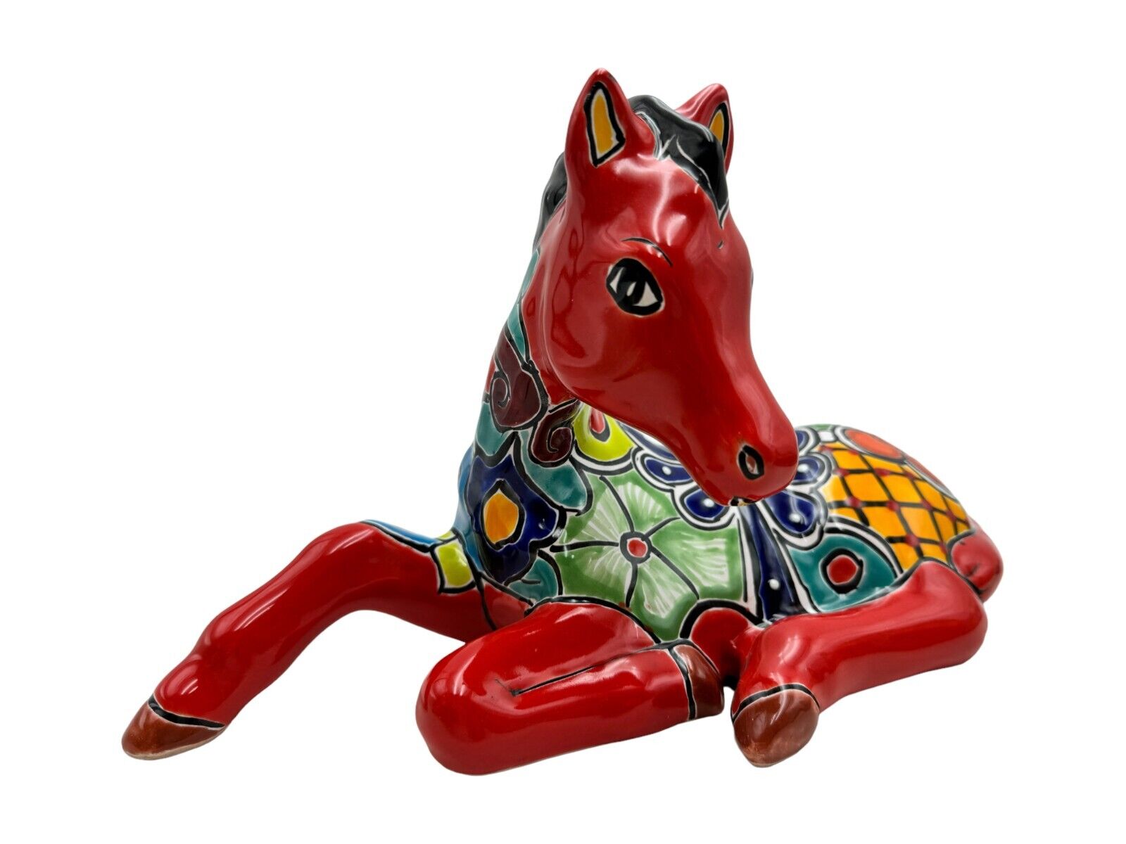 Talavera Horse Sculpture Mexican Pottery Folk Art Home Decor Garden 13.5\