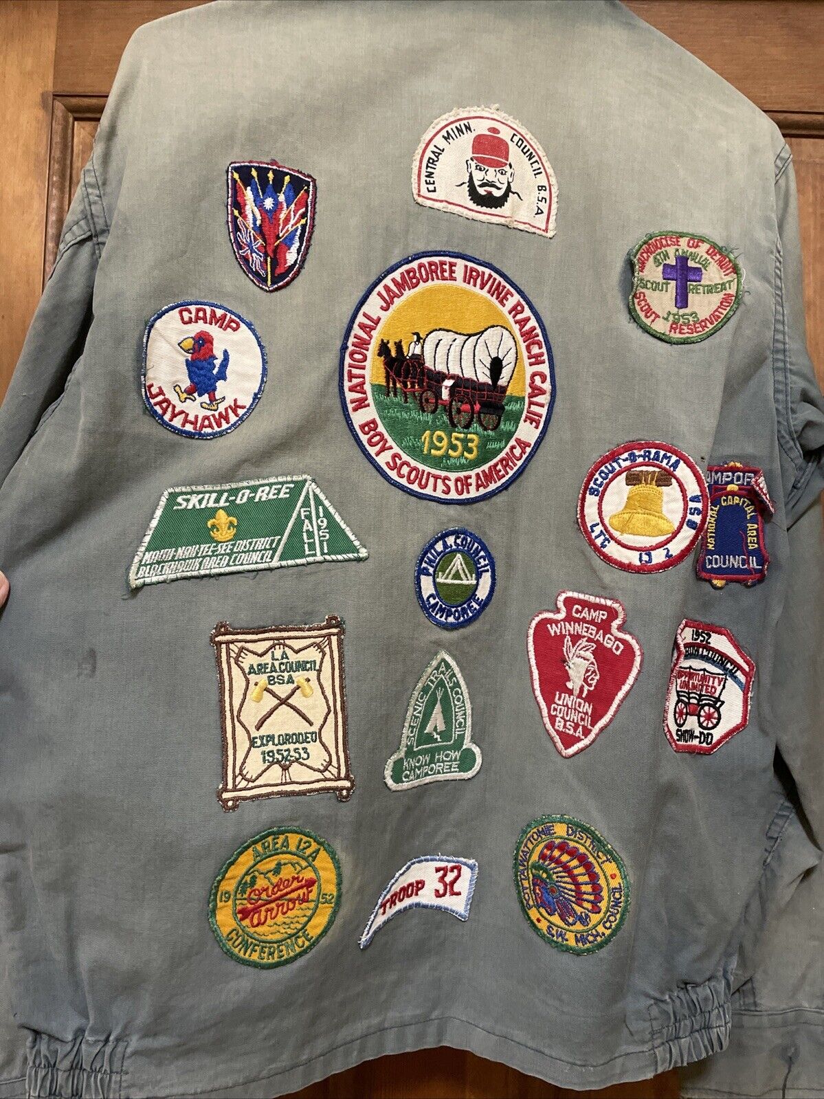 Vintage BSA Boy Scouts of America Patches on Green Jacket MUST SEE