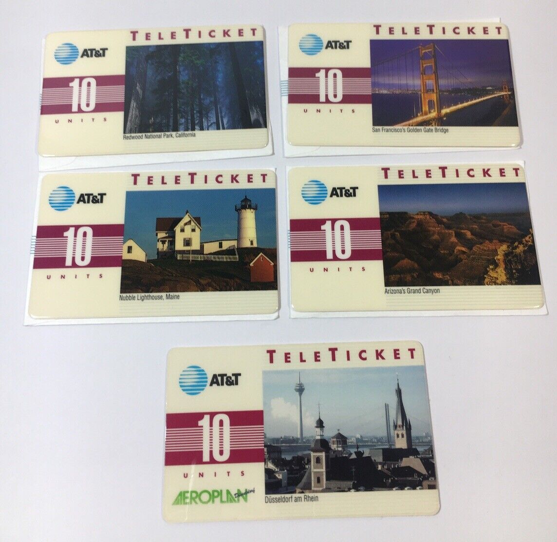 1992 AT&T Teleticket Phone Card Lot Of 5 (7261)