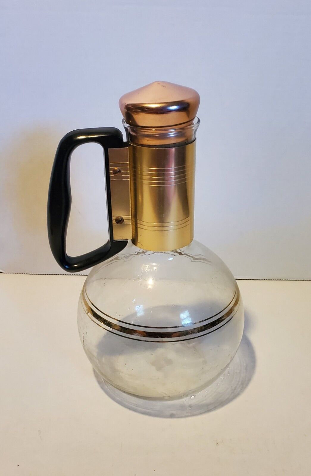 Silex Pyrex Coffee Carafe W Stopper Copper & Glass Vintage MCM