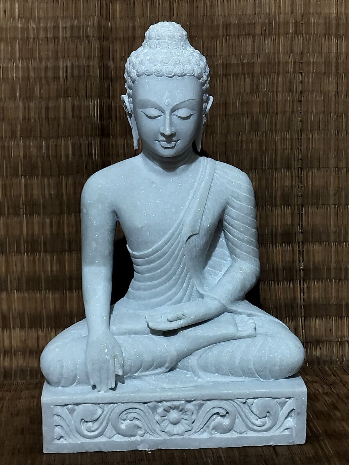 Seated Buddha Statue Lord Buddha Statue Heavy White Marble Stone Antique