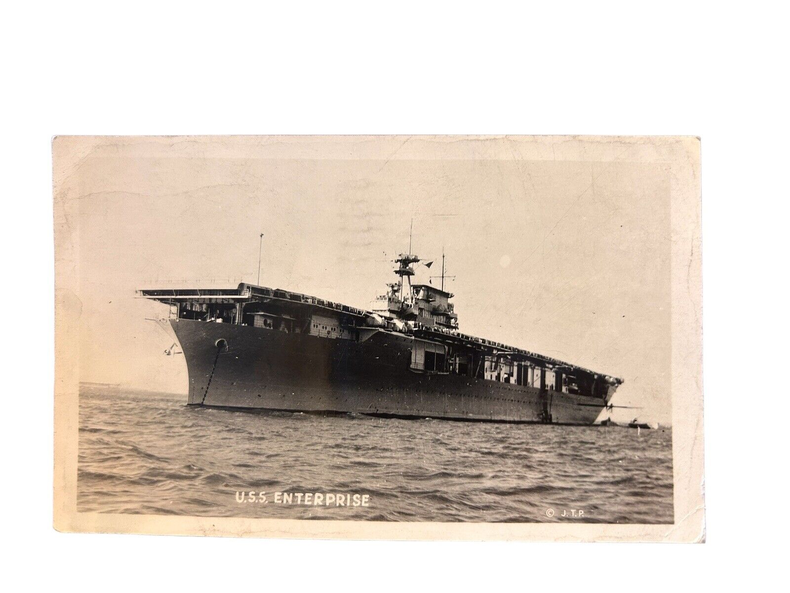 Vintage Real Photo Postcard RPPC Military Ship USS Enterprise Navy
