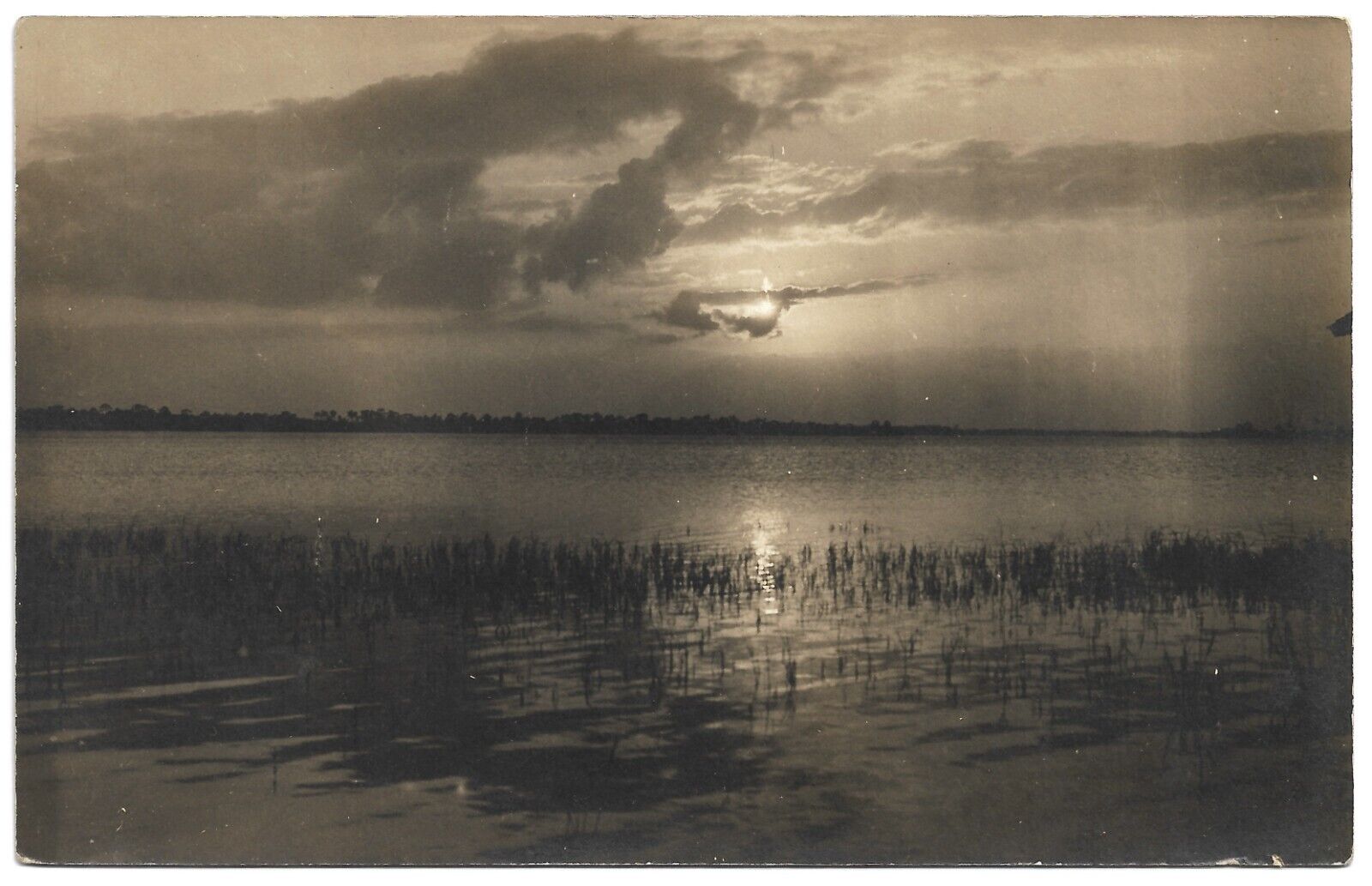 1910s Real Photo Sunset Over Bay Vintage RPPC  Postcard