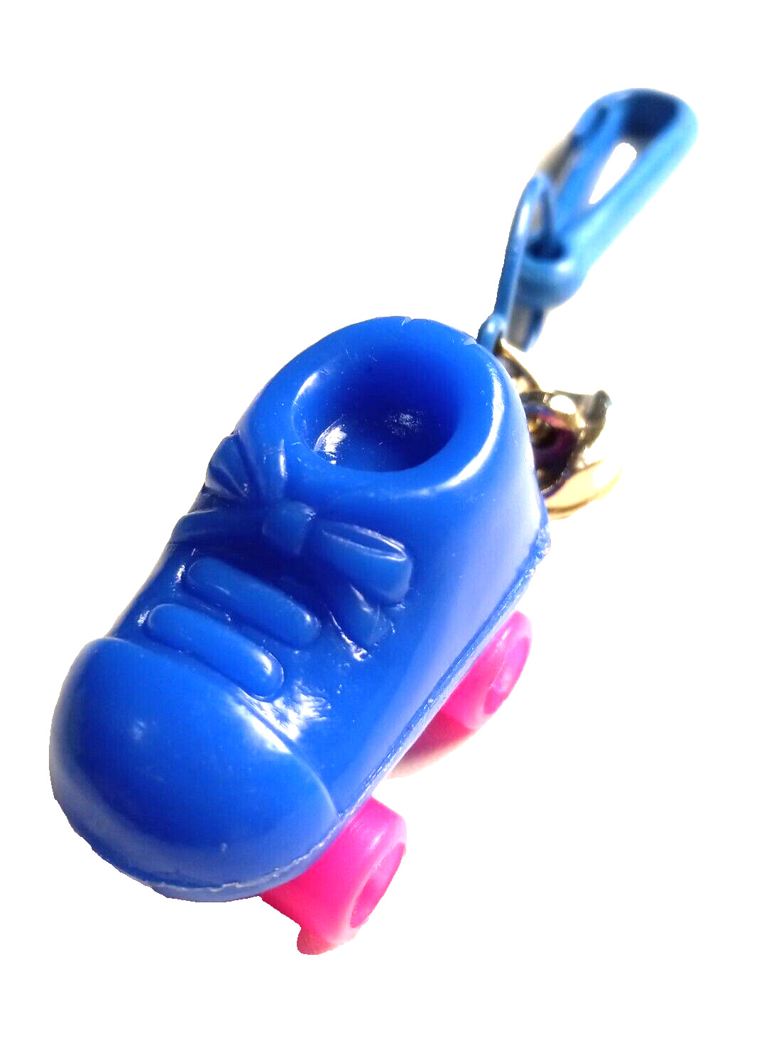 Vintage 1980s Plastic Charm Blue Roller Skate Charms Necklace Clip On Retro