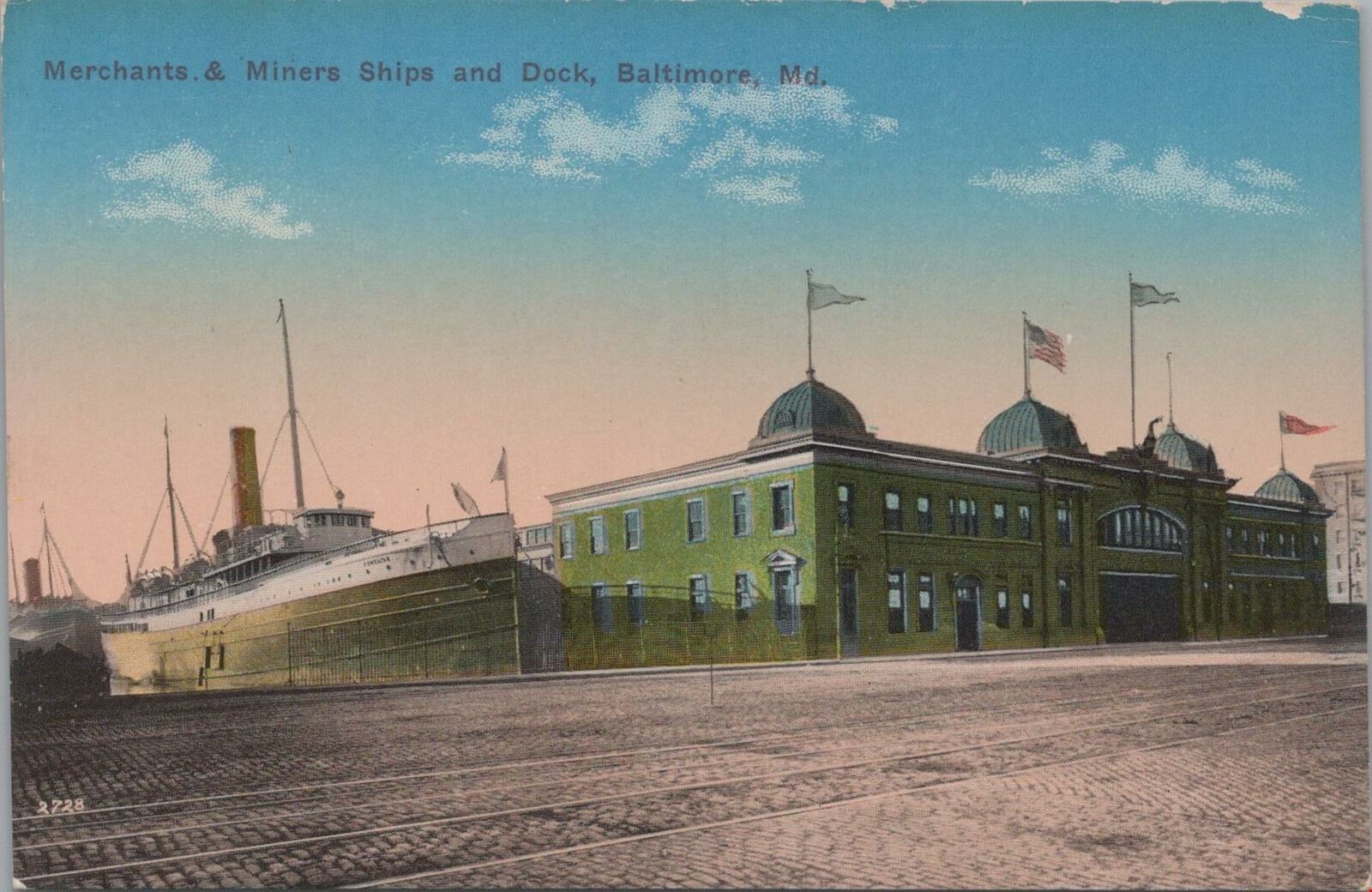 Postcard Merchants & Miners Ships and Dock Baltimore MD 