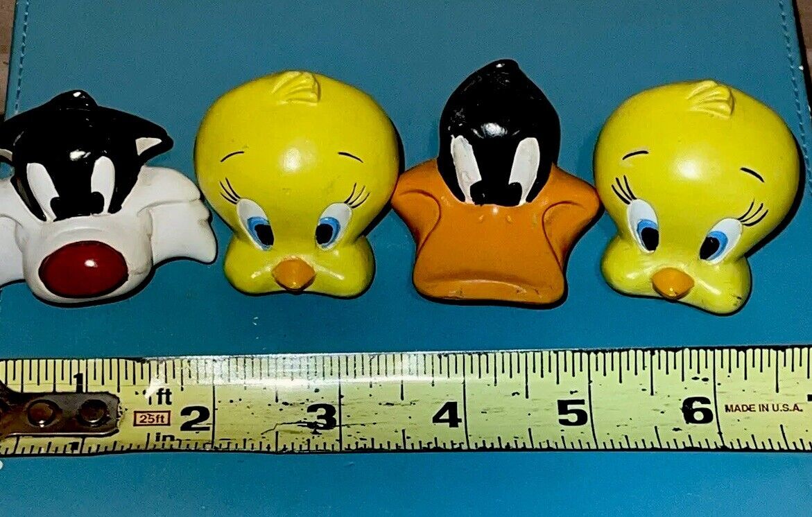 VTG 94 Sylvester Tweety Daffy 4 Drawer Pulls Knobs Looney Tunes Warner Bros Fun