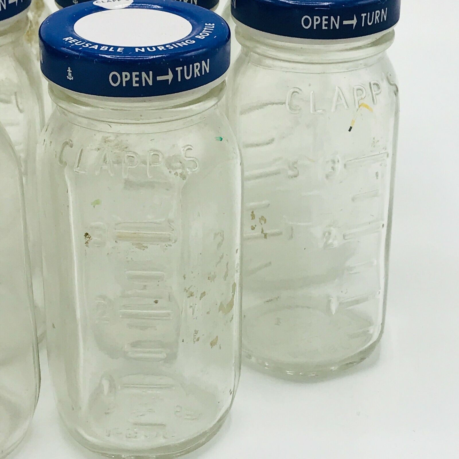 10 Vintage Clapp\'s Reusable Nursing Glass Bottles