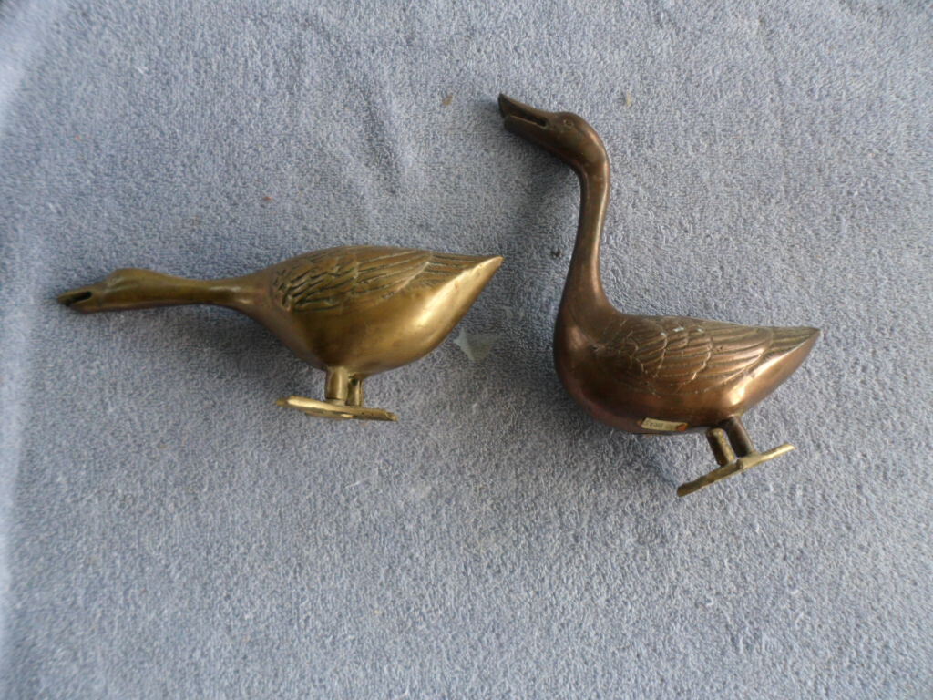 Two Brass Geese