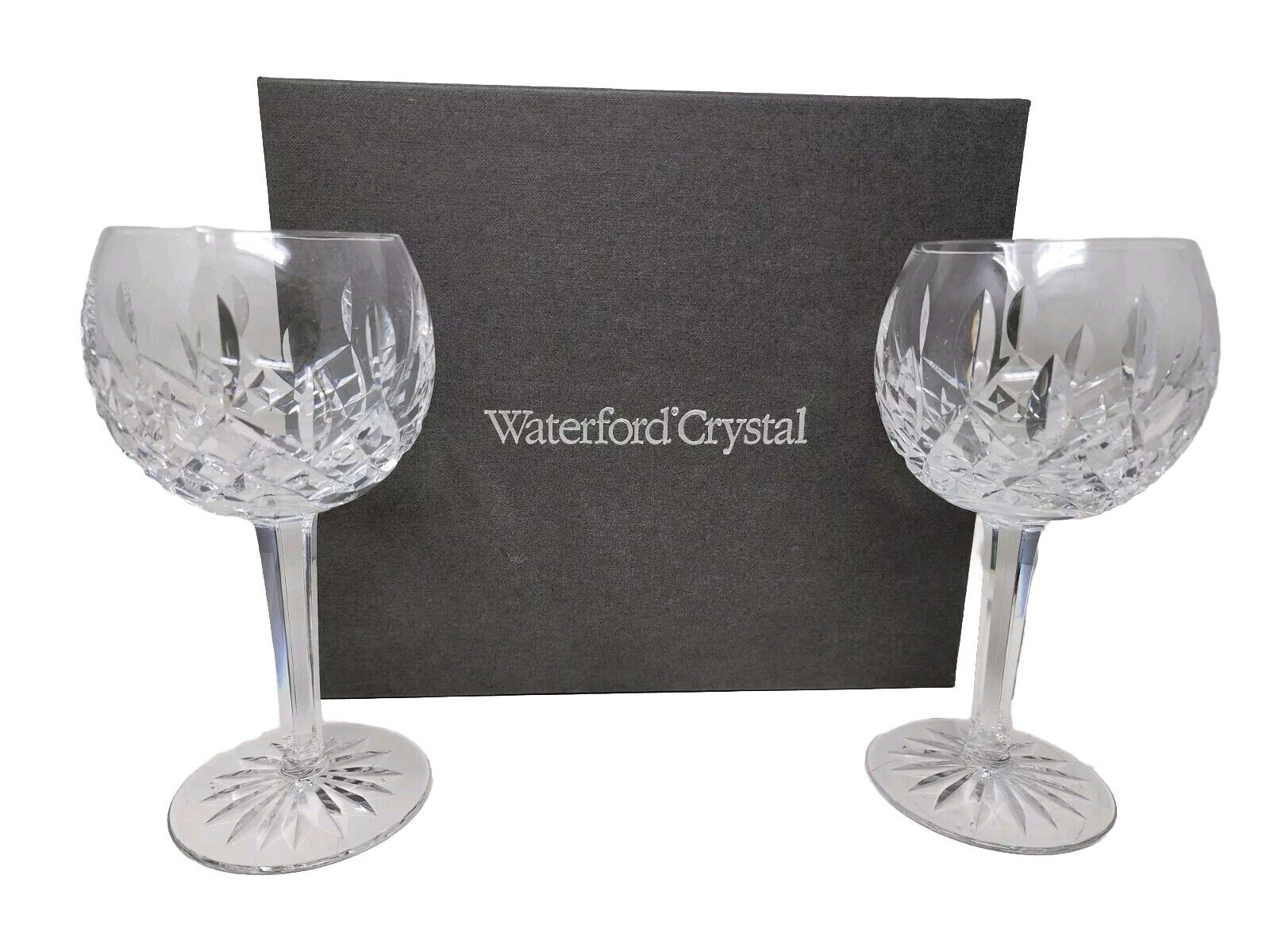Pair Of Waterford Crystal Lismore Balloon Wine Glasses Original Packaging