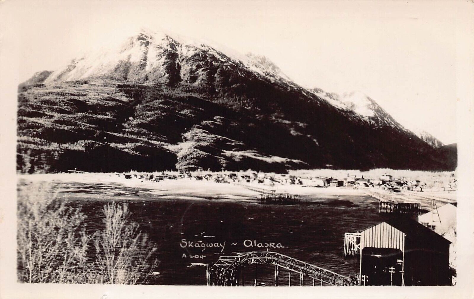 RPPC Skagway AK Alaska Juneau Wharf Train Railroad Depot Photo Postcard C57