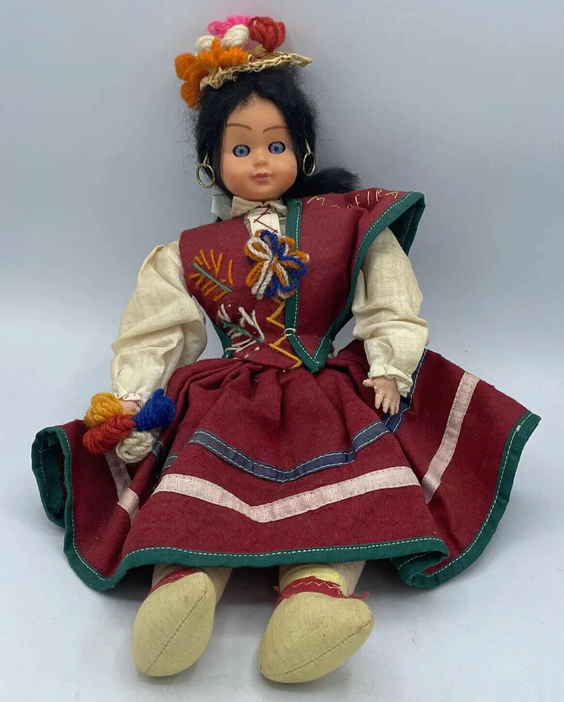 Vintage 13” Portugal Madeira International Costume Souvenir Doll Eyes Open Close