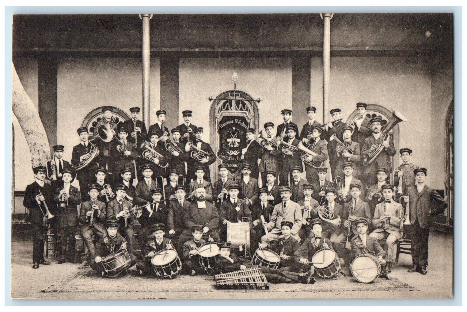 c1910's St. Joseph Harmony Marching Band Cairo Egypt Unposted Antique Postcard