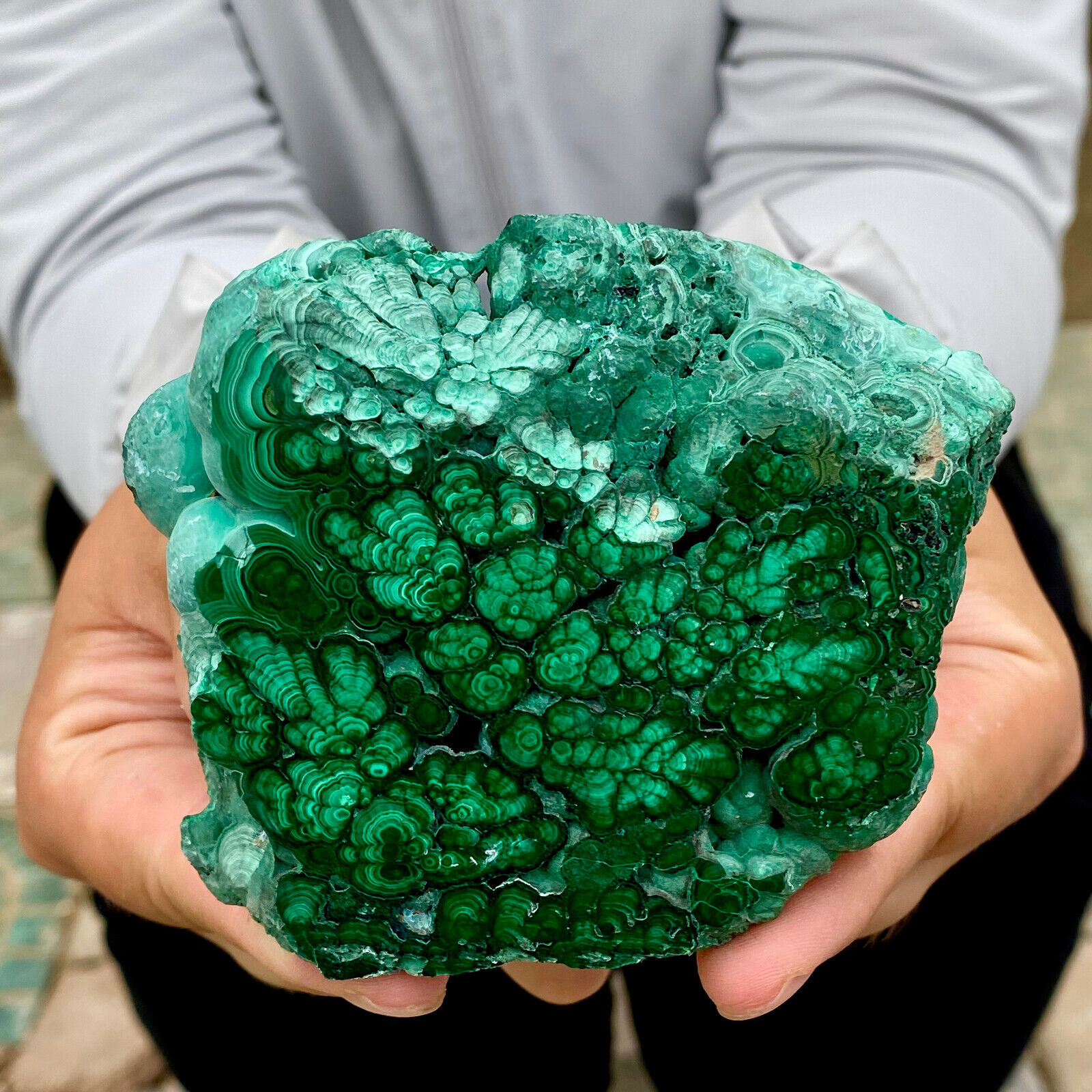 245G Natural Green Malachite Crystal Flaky Pattern Ore Specimen Quartz Healing