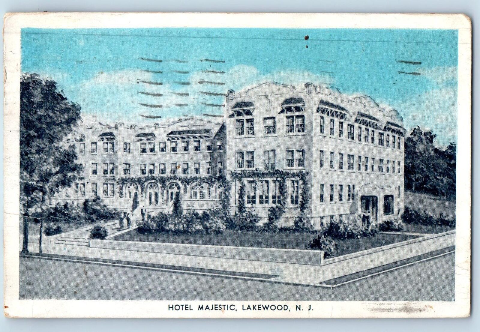 1941 Hotel Majestic & Restaurant Building Facade Lakewood New Jersey NJ Postcard