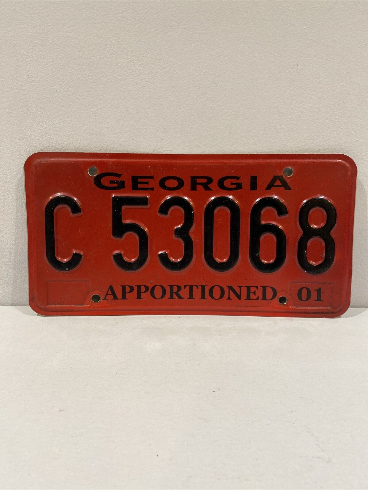 Vintage 2001 Georgia Expired APPORTIONED License Plate ~ C 53068 ~ Embossed