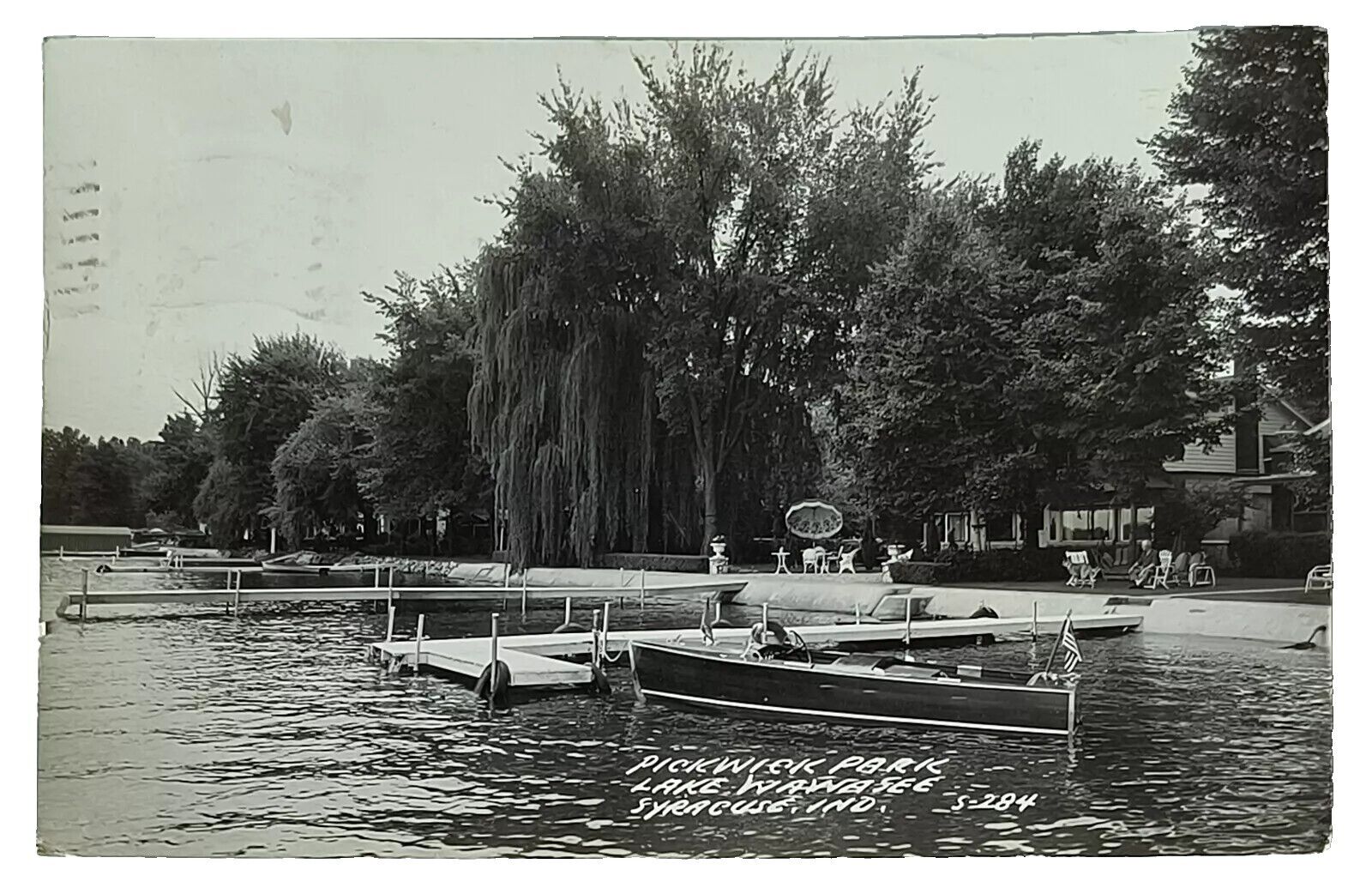 RPPC Syracuse IN Indiana Pickwick Park Lake Wawasee Vintage 1951 Postcard A4