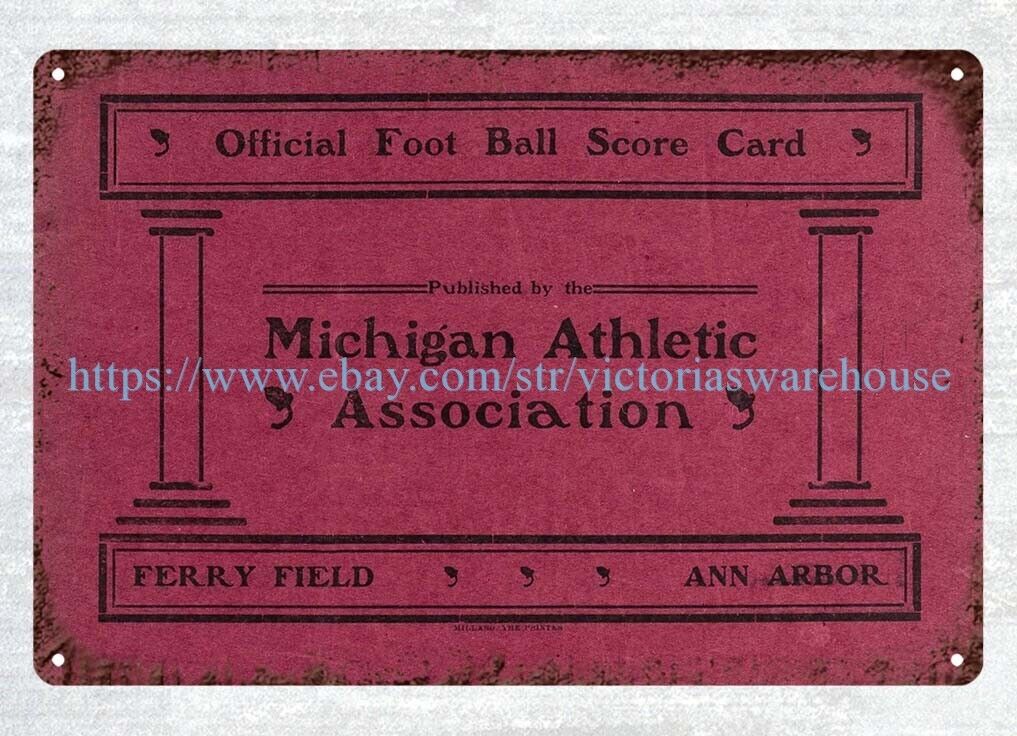 1902 football Michigan vs Albion Program metal tin sign living wall decor