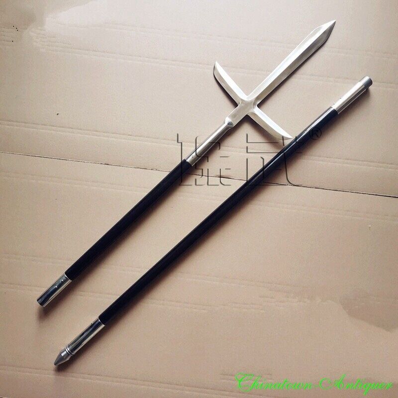 Japanese Spear Yari Jumonji Polearm Cross Hook Sword Lance Voulge Steel #0643