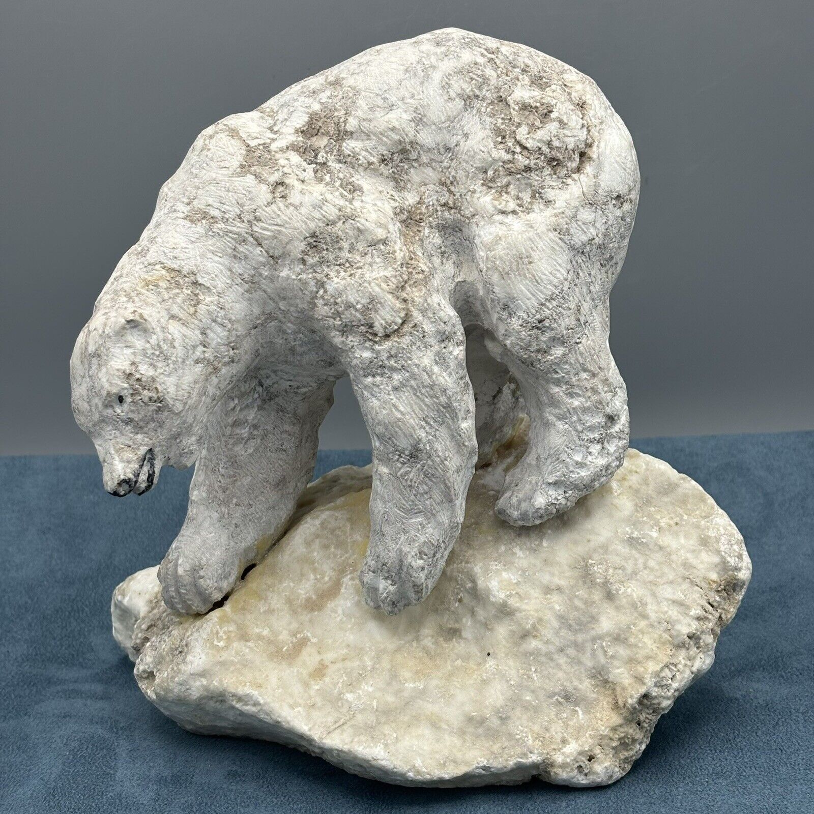 Vintage Polar Bear Sculpture One Of A Kind Stone Signed NG Repay 1995  8”