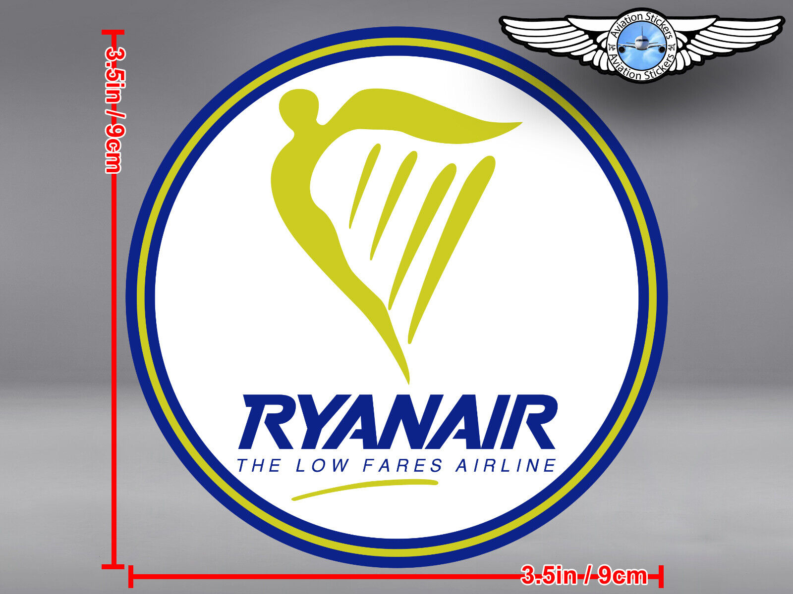 RYANAIR RYAN AIR LOGO ROUND DECAL / STICKER 
