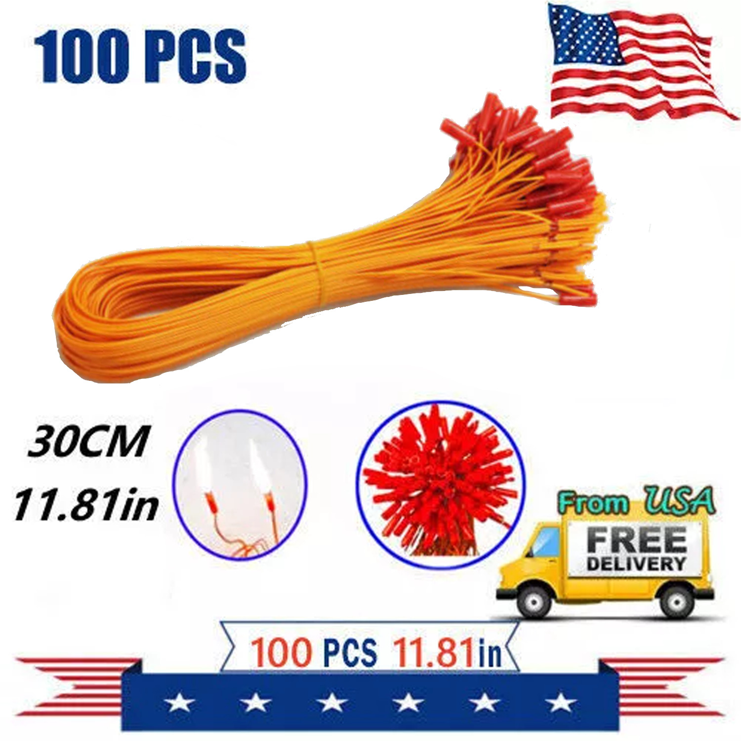 100pcs/lot 11.81in Copper Remote Firework Firing System Connect Wire Orange Line