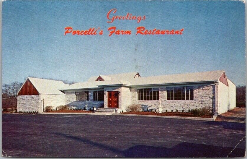 Rochelle Park, New Jersey Postcard PORCELLI\'S FARM RESTAURANT Route 17 c1960s