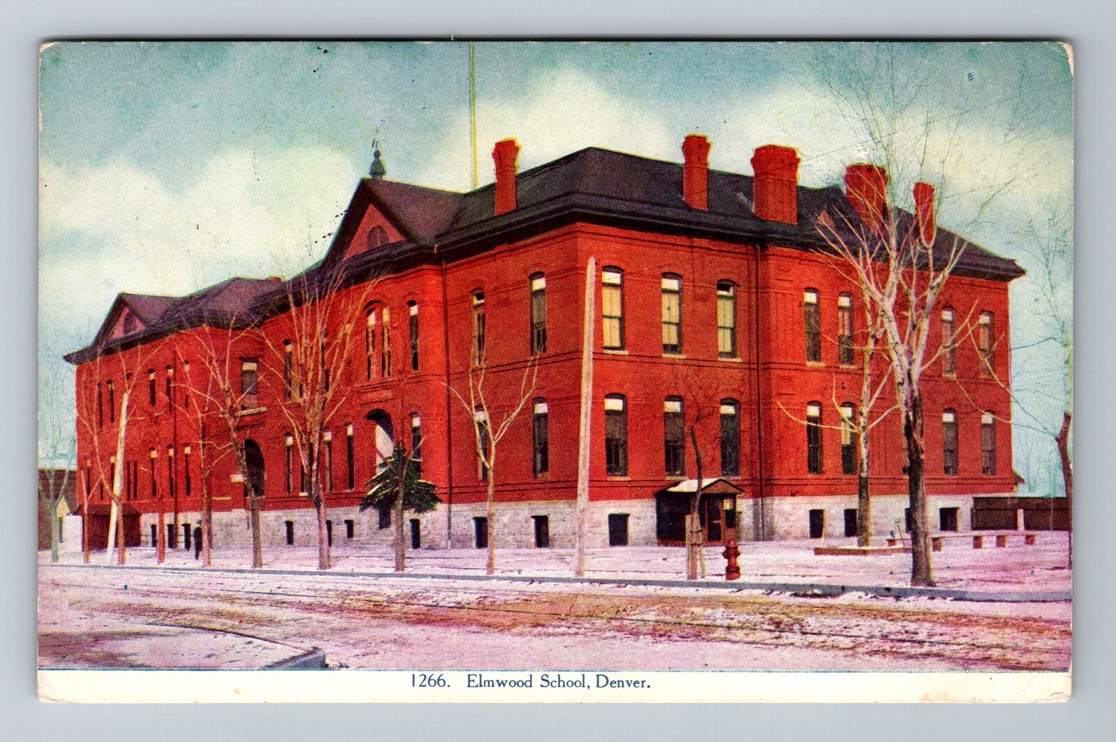 Denver CO-Colorado, Elmwood School, Outside,  c1915 Vintage Postcard
